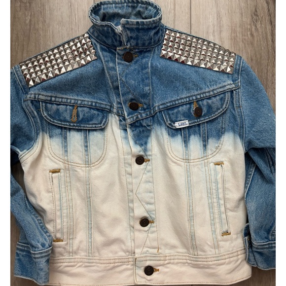 Vintage Lee Dyed Ombré Studded Jean Jacket / Acid Wash Jean Jacket / Custom Made - Picture 4 of 11